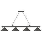 Cordon Linear Pendant with Cone Metal Shade - Bronze / Bronze