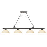 Cordon Linear Pendant with Dome Glass Shade - Bronze / Golden Mottle
