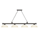 Cordon Linear Pendant with Dome Glass Shade - Bronze / Matte Opal