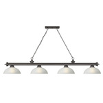 Cordon Linear Pendant with Dome Glass Shade - Bronze / White Linen