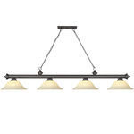 Cordon Linear Pendant with Flared Glass Shade - Bronze / Golden Mottle