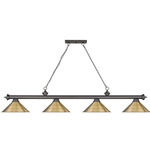 Cordon Linear Pendant with Cone Metal Shade - Bronze / Rubbed Brass / Rubbed Brass