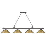 Cordon Linear Pendant with Stepped Metal Shade - Bronze / Rubbed Brass / Rubbed Brass