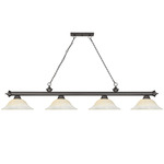 Cordon Linear Pendant with Flared Glass Shade - Bronze / White Mottle