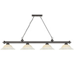 Cordon Linear Pendant with Flared Glass Shade - Bronze / White Mottle