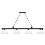 Cordon Linear Pendant with Cone Glass Shade - Matte Black / Matte Opal