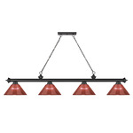 Cordon Linear Pendant with Ribbed Cone Acrylic Shade - Matte Black / Burgundy