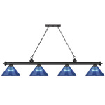 Cordon Linear Pendant with Ribbed Cone Acrylic Shade - Matte Black / Dark Blue