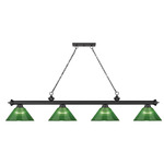 Cordon Linear Pendant with Ribbed Cone Acrylic Shade - Matte Black / Green