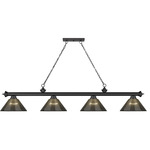 Cordon Linear Pendant with Ribbed Cone Acrylic Shade - Matte Black / Smoke