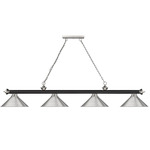 Cordon Linear Pendant with Cone Metal Shade - Brushed Nickel/Matte Black/Brushed Nickel / Brushed Nickel