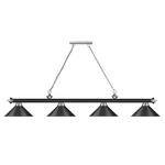Cordon Linear Pendant with Cone Metal Shade - Brushed Nickel/Black/Brushed Nickel/Black / Matte Black