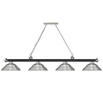 Cordon Linear Pendant with Stepped Metal Shade - Brushed Nickel/Matte Black/Brushed Nickel / Brushed Nickel