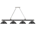 Cordon Linear Pendant with Stepped Metal Shade - Brushed Nickel/Black/Brushed Nickel/Black / Matte Black