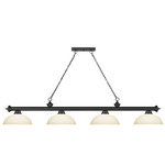 Cordon Linear Pendant with Dome Glass Shade - Matte Black / Matte Opal