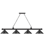 Cordon Linear Pendant with Cone Metal Shade - Matte Black / Matte Black