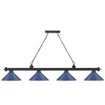 Cordon Linear Pendant with Cone Metal Shade - Matte Black / Navy Blue / Navy