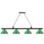 Cordon Linear Pendant with Cone Acrylic Shade - Matte Black / Green