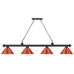 Cordon Linear Pendant with Cone Acrylic Shade - Matte Black / Red