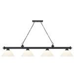 Cordon Linear Pendant with Cone Acrylic Shade - Matte Black / White