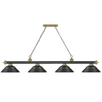 Cordon Linear Pendant with Stepped Metal Shade - Rubbed Brass/Black/Rubbed Brass/Black / Matte Black