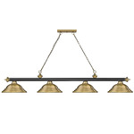 Cordon Linear Pendant with Stepped Metal Shade - Rubbed Brass/Matte Black/Rubbed Brass / Rubbed Brass