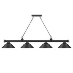 Cordon Linear Pendant with Stepped Metal Shade - Matte Black / Matte Black