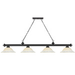 Cordon Linear Pendant with Flared Glass Shade - Matte Black / White Mottle