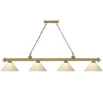 Cordon Linear Pendant with Cone Glass Shade  - Rubbed Brass / Golden Mottle