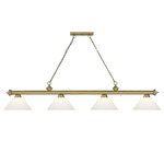 Cordon Linear Pendant with Cone Glass Shade - Rubbed Brass / Matte Opal