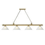 Cordon Linear Pendant with Cone Glass Shade - Rubbed Brass / White Linen