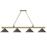 Cordon Linear Pendant with Cone Metal Shade - Rubbed Brass / Bronze / Bronze