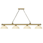 Cordon Linear Pendant with Dome Glass Shade - Rubbed Brass / Golden Mottle