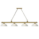 Cordon Linear Pendant with Dome Glass Shade - Rubbed Brass / White Linen