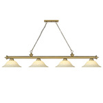 Cordon Linear Pendant with Flared Glass Shade - Rubbed Brass / Golden Mottle