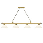 Cordon Linear Pendant with Cone Acrylic Shade - Rubbed Brass / White