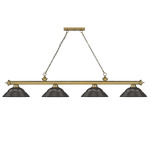 Cordon Linear Pendant with Stepped Metal Shade - Rubbed Brass / Bronze / Bronze