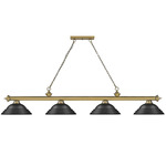 Cordon Linear Pendant with Stepped Metal Shade - Rubbed Brass / Matte Black / Matte Black