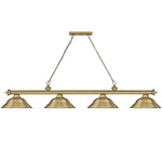 Cordon Linear Pendant with Stepped Metal Shade - Rubbed Brass / Rubbed Brass