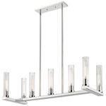 Beau Linear Chandelier - Polished Nickel / Clear Ribbed