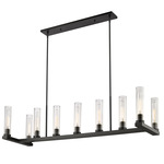 Beau Linear Chandelier - Bronze / Clear Ribbed