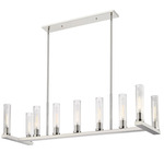 Beau Linear Chandelier - Polished Nickel / Clear Ribbed