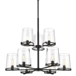 Callista 2-Tier Chandelier - Matte Black / Clear