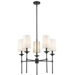 Emily 1 Tier Chandelier - Matte Black / Off White