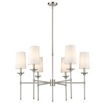 Emily 1 Tier Chandelier - Brushed Nickel / Off White