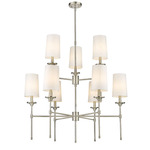Emily 2 Tier Chandelier - Brushed Nickel / Off White