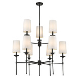 Emily 2 Tier Chandelier - Matte Black / Off White