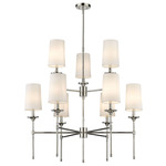 Emily 2 Tier Chandelier - Polished Nickel / Off White