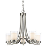 Willow Chandelier - Brushed Nickel / Clear/ Opal