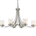Willow Oval Chandelier - Brushed Nickel / Clear/ Opal